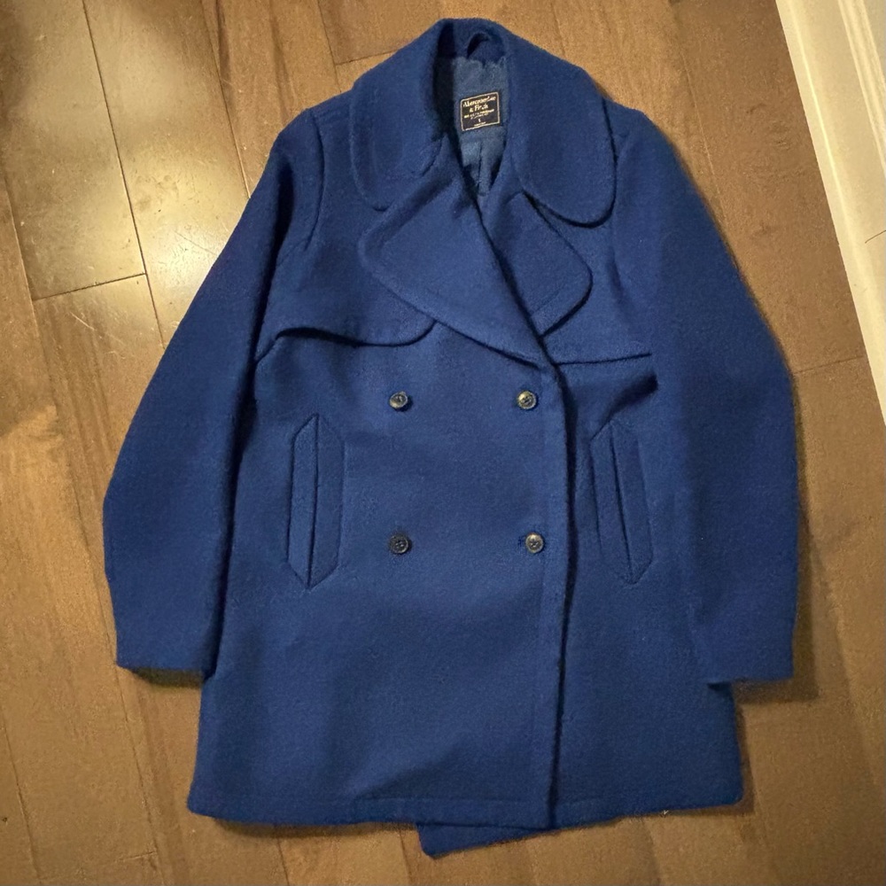 Abercrombie & Fitch Women's Oversized Wool Blend Peacoat in Royal Blue Sz Small
